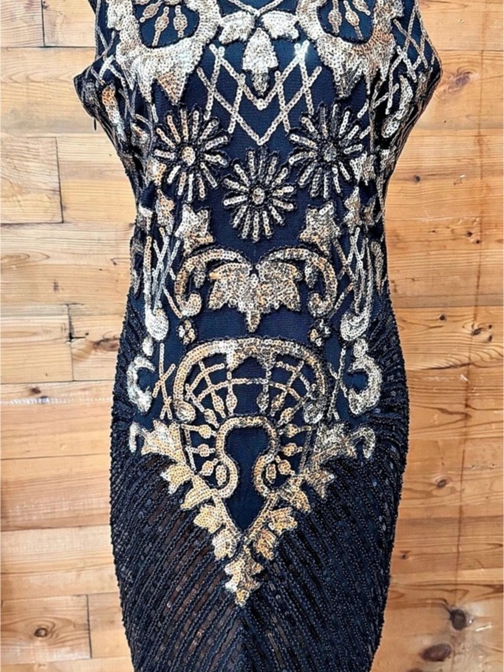 VJ by VJ Sequin Mini Dress in Black & Gold Size Medium NWT